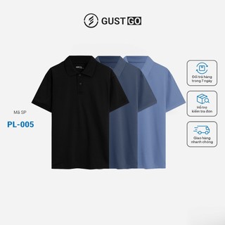  Áo thun Polo Đen Trơn basic GustGo - áo polo unisex - vải cá sấu thoáng mát - co giãn 4 chiều 