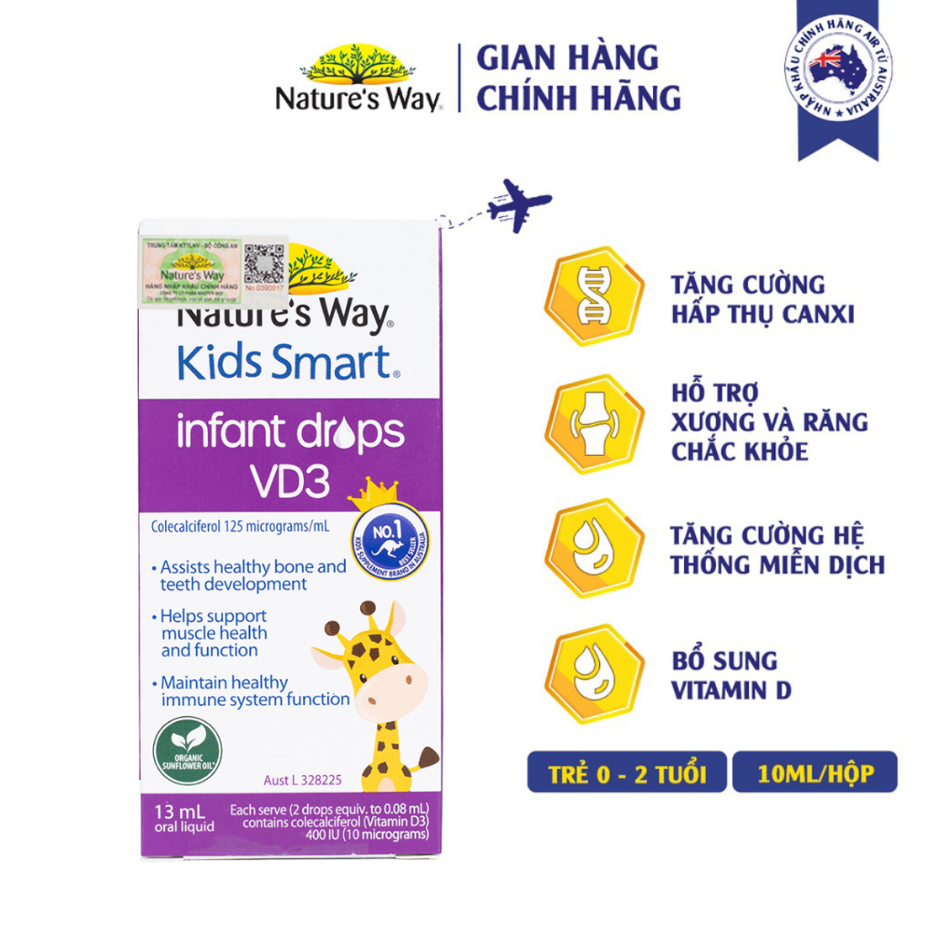 Siro Uống Nature's Way Kids Smart Infant Drops VD3 Bổ Sung Vitamin D Cho Bé 13ml