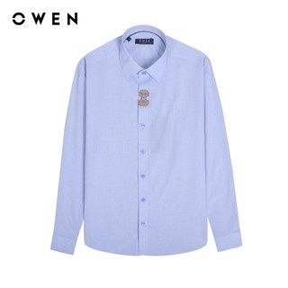 OWEN - Áo sơ mi dài tay Slim Fit màu Xanh chất liệu Bamboo - AS230588D