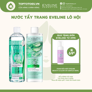 Nước tẩy trang Eveline Facemed+ Micellar Lô hội tẩy sạch nhẹ dịu, giữ ẩm cho da 500ml/400ml