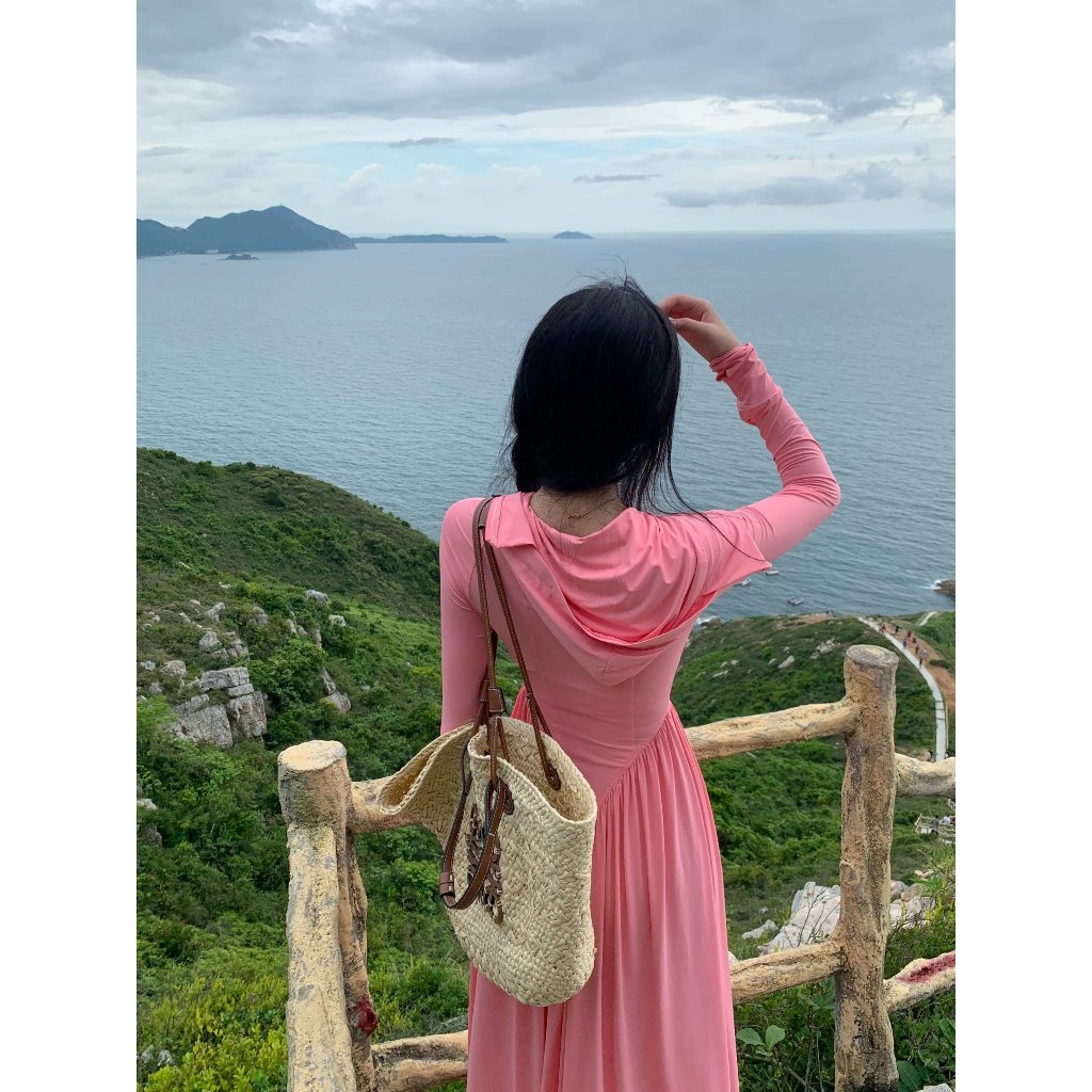 Váy chống nắng Áo chống nắng toàn thân Chất vải hạt xoàn chống tia UV thông thoáng co dãn Tà áo giả váy nhún eo tôn dáng | BigBuy360 - bigbuy360.vn
