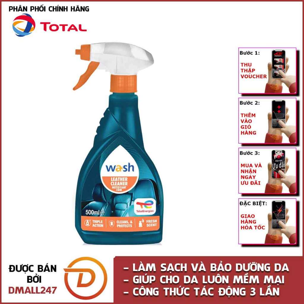 Dung dịch vệ sinh và bảo dưỡng ghế da ô tô Total Energies TE-LC500 500ml - làm mềm mịn da, phục hồi 