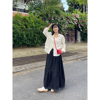 Áo sơ mi oversize hoạ tiết nơ