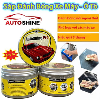 Sáp Đánh Bóng Xe Máy Ô Tô AUTOSHINE PRO 300g Phủ Ceramic Wax Làm Đẹp Bóng Xe - Đánh Sạch Vết Xước Tặng Mút Khăn Lau 