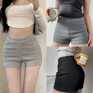  Quần short đùi nữ ôm cạp cao chất Vải Tăm co giãn màu đen xám ghi Quần sooc nữ lưng cao mặc ở nhà đi chơi biển xinh đẹp 