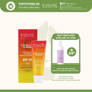 Kem chống nắng dưỡng trắng Eveline Vitamin C 3X Action SPF50 PA++++ 30ml