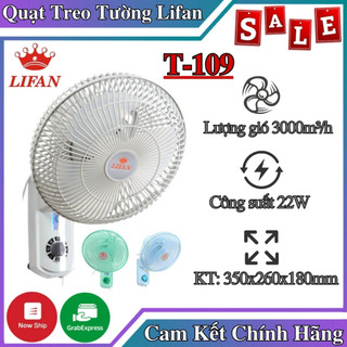 Quạt treo tường mini lifan t-109 có 3 tốc độ gió , công suất 22w sải cánh 20cm chạy êm ái tiết kiệm