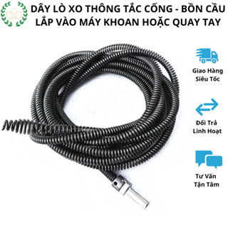 Dây Thông Tắc Cống, Thông Bồn Cầu, Dây Lò Xo Siêu Bền Dài Từ 3m-15m, Có Sẵn Đầu Nối Lắp Vào Máy Khoan,Có Tay Quay Bán Lẻ