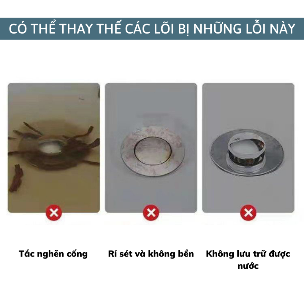 Nút chặn thoát nước nhấn xả lõi đồng cho Lavabo, ngăn mùi, lọc rác bồn rửa mặt - AZ Store
