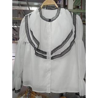 Áo sơ mi nữ pha ren đen tiểu thư xinh