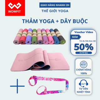  Thảm yoga định tuyến WOWFIT thảm chống trơn trượt 8mm, TPE 2 lớp tập thể dục, yoga, gym tại nhà