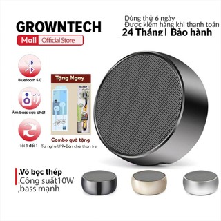 Loa bluetooth mini Growntech BS01, vỏ thép mini bass mạnh hỗ trợ AUX, thẻ nhớ, jack 3.5mm
