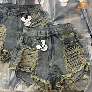 Quần đùi jean nữ lai tua rua, quần đùi bò nữ rách was màu cá tính S17