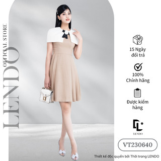 Đầm Váy Công Sở LENDO Dáng Chữ A Cổ Tròn Cách Điệu Vai Ôm Không Tay Đính Hoa Ngực VT230640