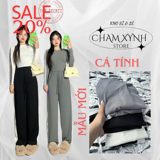 Stt1111 - set bộ tt phối sọc phom áo crotop quần suông