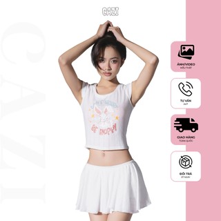 Cazi Rabbity Set - Set áo tay hến chân váy xoè