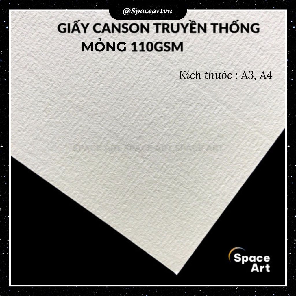 Giấy Canson Truyền Thống Mỏng 110gsm Xấp 10 Tờ A3/ A4 (Có vân)