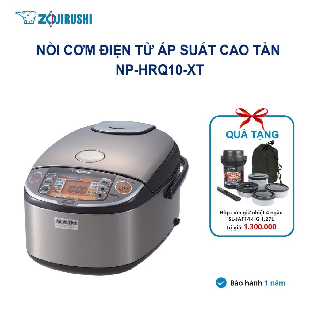 Nồi cơm điện tử áp suất cao tần ZOJIRUSHI NP-HRQ10-XT 1L, sản xuất tại Nhật, bảo hành 1 năm