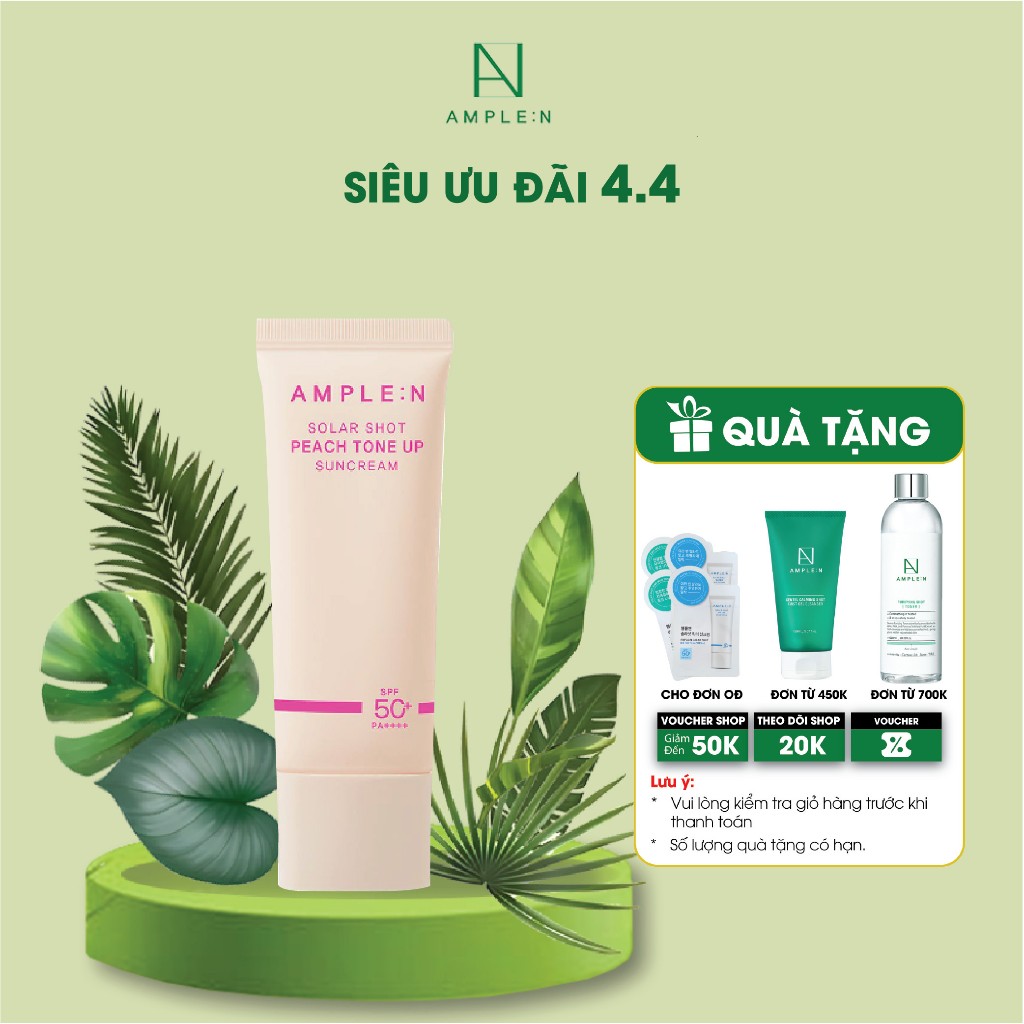 Kem Chống Nắng Nâng Tone Hồng Đào Ample:n Solar Shot Peach Tone Up Suncream 40ml