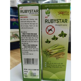 Xịt Muỗi Thảo Dược RUBYSTAR - Hàng Chính Hãng