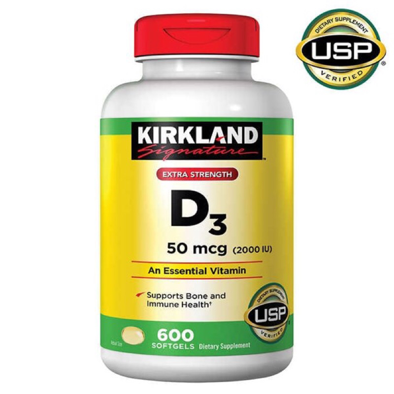 Viên uống Vitamin D3 Kirkland Extra Strength D3 50mcg của Mỹ