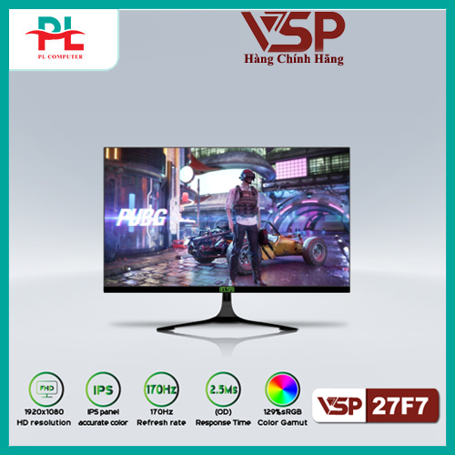 MÀN HÌNH GAMING VSP ELSA 27F7 (27 INCH/FHD/IPS/170HZ/2.5MS) - Hàng Chính Hãng