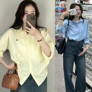Áo sơ mi nữ dài tay thêu hình tim fom rộng - Retrostyle - Somitheutim011_P7K2