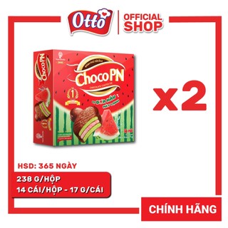 Combo 2 hộp bánh phủ socola choco pn dưa hấu 238g | bánh ăn vặt socola | đồ ăn vặt