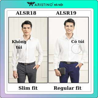 Áo sơ mi ARISTINO dài tay trắng trơn CHỐNG NHĂN slim-reguler sang trọng sợi siêu nhẹ Alsr18-r19