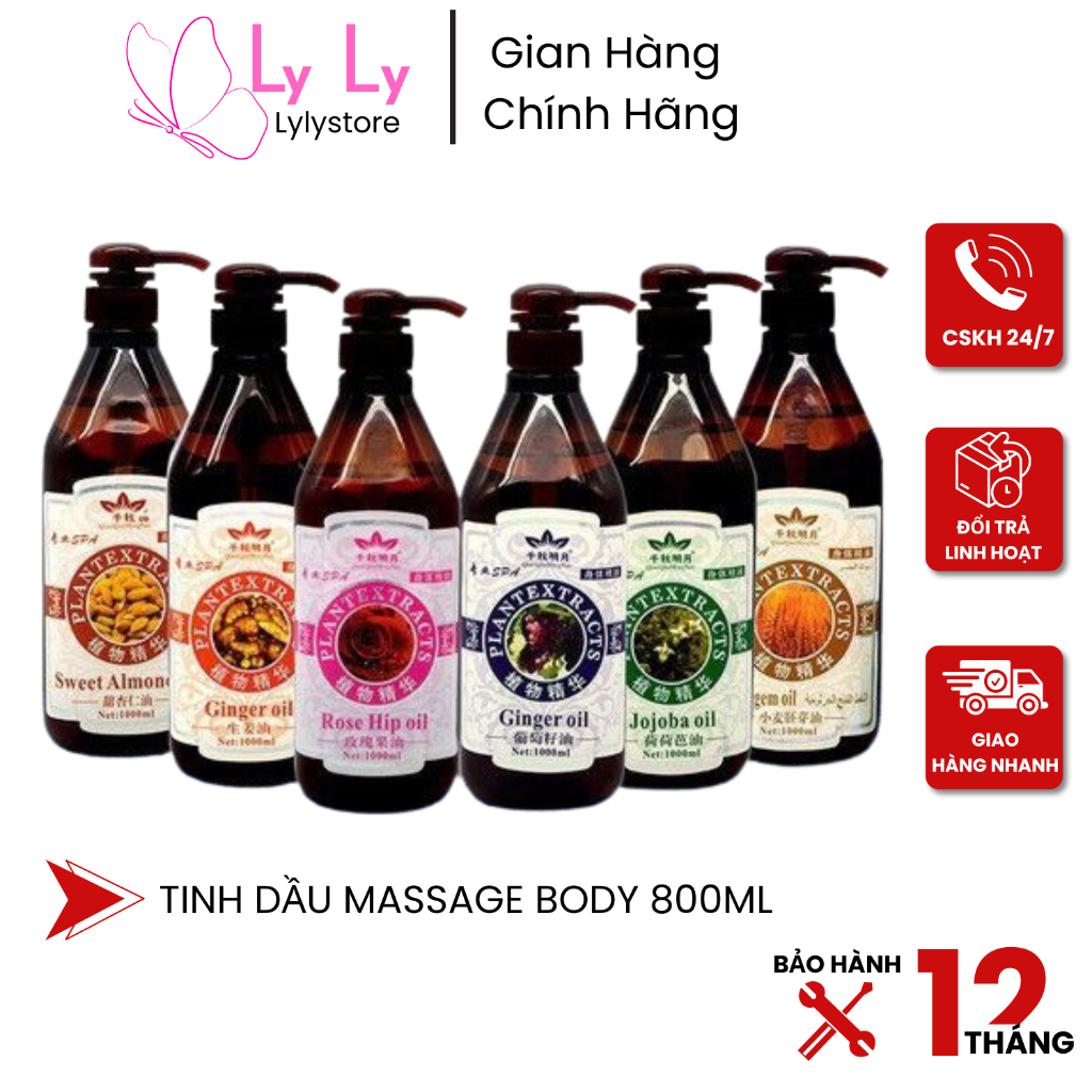 Tinh Dầu massage Body 800ML Tinh Dầu 8 Hương Vị Đến Từ Thiên Nhiên Dùng Massage