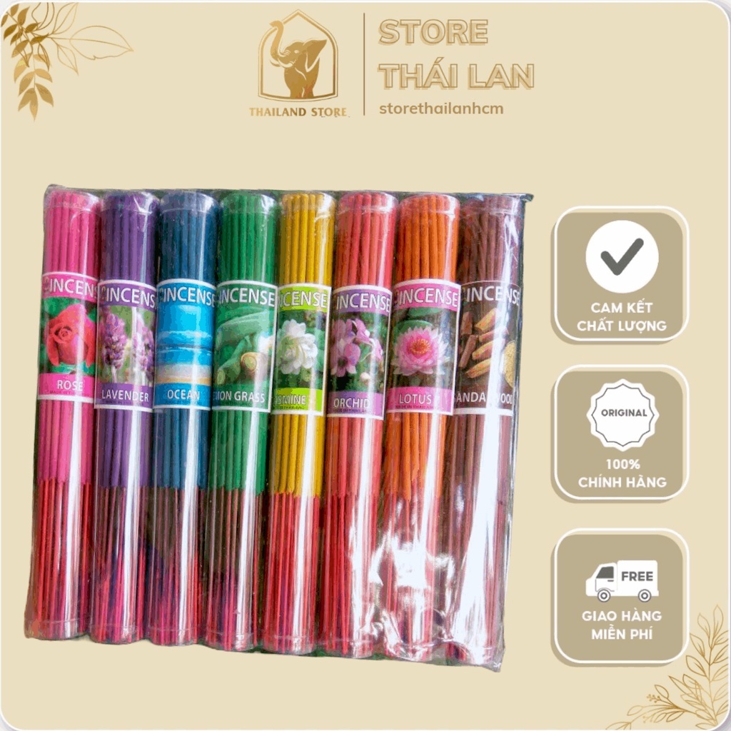 [CHÍNH HÃNG] Nhang Thơm Aroma Incense Thái Lan 20cm (Bó 50 cây/ mỗi bó 1 hương)