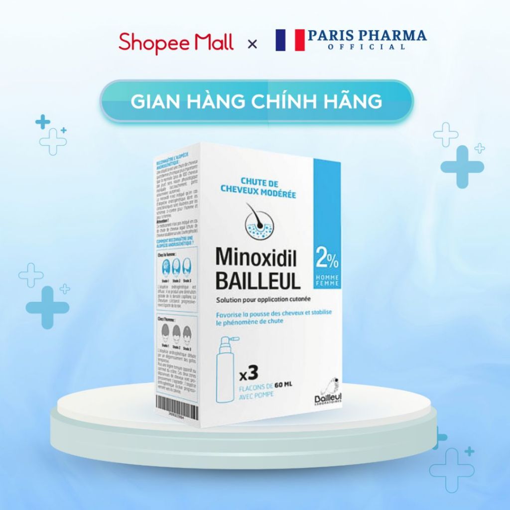 Xịt Mọc Tóc Minoxidil Bailleul 2% Nhập Khẩu Pháp - Kích Thích Mọc Tóc Và Giảm Rụng Tóc 60ml