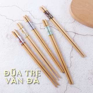 Hộp 10 đôi đũa tre vân đá hàng xuất nhật - đũa ăn cơm