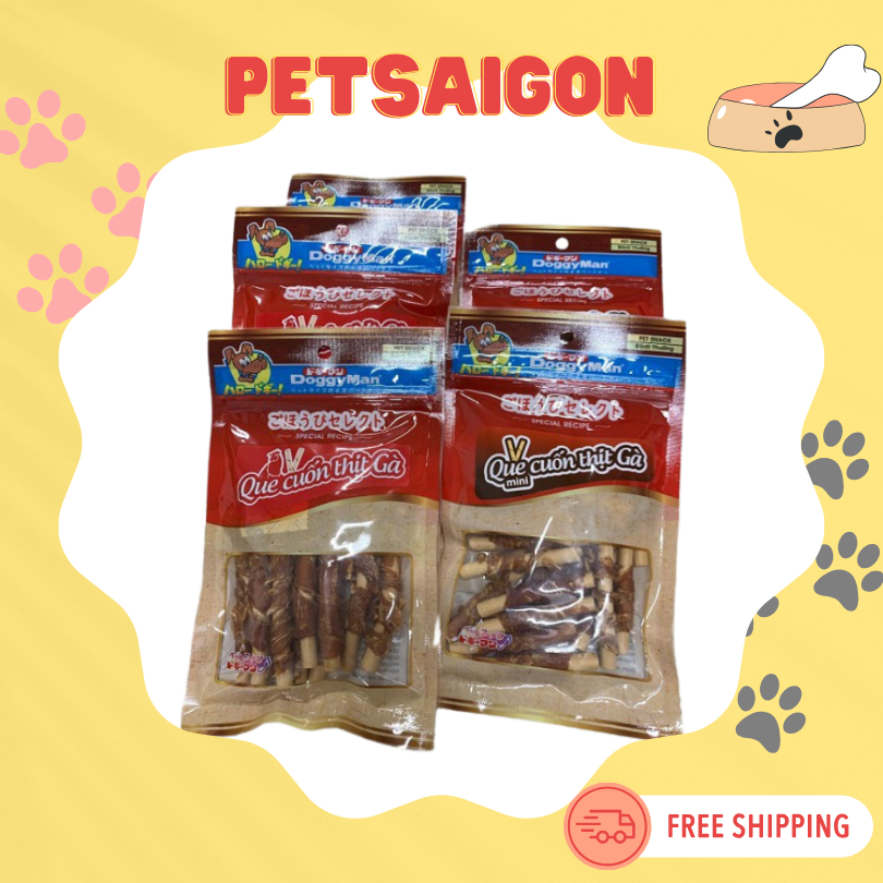 [BÁNH THƯỞNG CHO CHÓ] SNACK DOGGYMAN QUE CUỐN THỊT GÀ CHO CHÓ