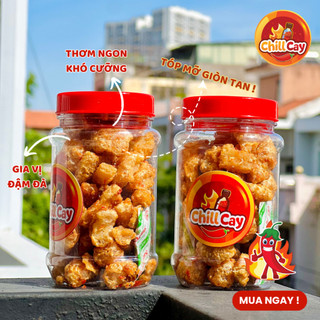 Tóp mỡ mắm tỏi CHILLCAY Tóp mỡ nguyên da chiên giòn sốt mắm tỏi ớt SIÊU GHIỀN Snack