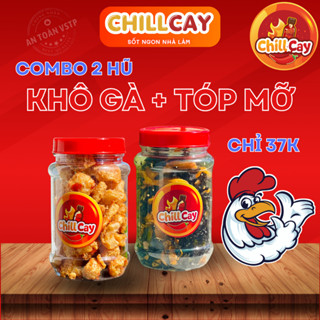 Combo tóp mỡ + rong biển khô gà CHILLCAY tóp mỡ mắm tỏi giòn tan kèm khô gà rong biển thơm ngon đậm vị