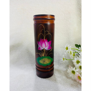 Ống đựng nhang sen vẽ bằng gỗ