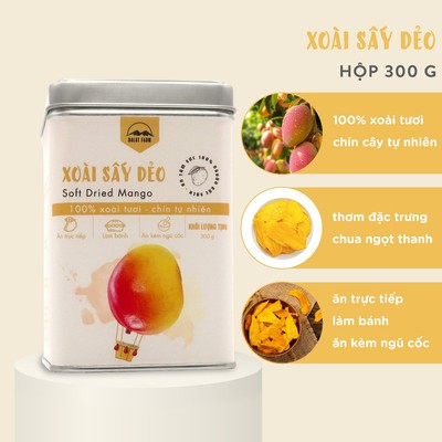 Xoài Sấy Dẻo DalatFarm - Hộp thiếc 300g