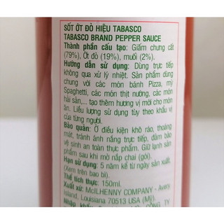 [Chai 150ml] XỐT ỚT ĐỎ [USA] TABASCO Pepper Sauce (halal)