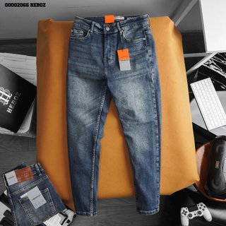 Quần jean basic slim Heboz 08, quần dài nam chất vải denim - 00002066