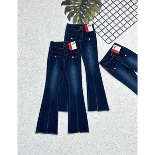 Quần jeans nữ ống loe dài xẻ gấu