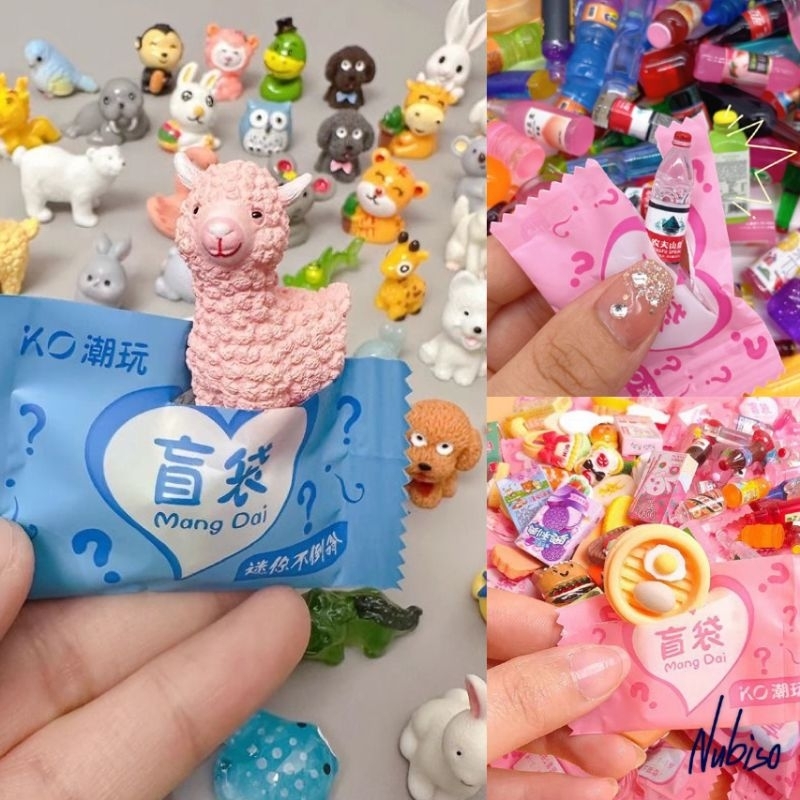 Combo 30 túi mù, túi mù mini, blind box, túi mù charm động vật, charm chai nước, đồ ăn mini dễ thươn