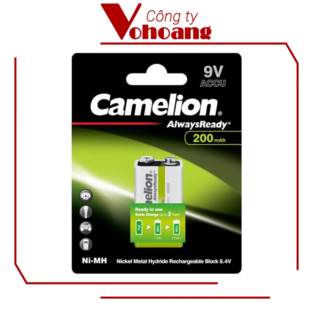 Pin sạc vuông Camelion AlwaysReady 9V (Trắng)