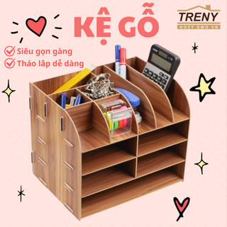 Kệ gỗ để bàn, kệ gỗ đựng tài liệu, kệ hồ sơ, hộp đựng tài liệu kết hợp đựng bút