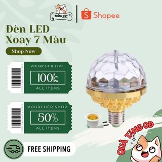 Đèn LED Xoay 7 Màu Nhiều Hiệu Ứng Tia Chớp Nhấp Nháy Theo Tiếng Nhạc, Đổi Màu, An Toàn Khi Sử Dụng