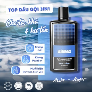 Sữa Tắm Gội Phục Hồi Hư Tổn và Rửa mặt 3 in 1 cho nam SHINEMEN Hương nước hoa Awa-Amor chai 300ml
