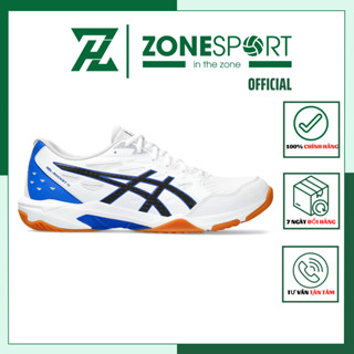 Giày Asics Gel Rocket Trắng Gót Xanh - Giày Bóng Chuyền, Cầu Lông, Tennis cổ thấp đế đệm êm đàn hồi