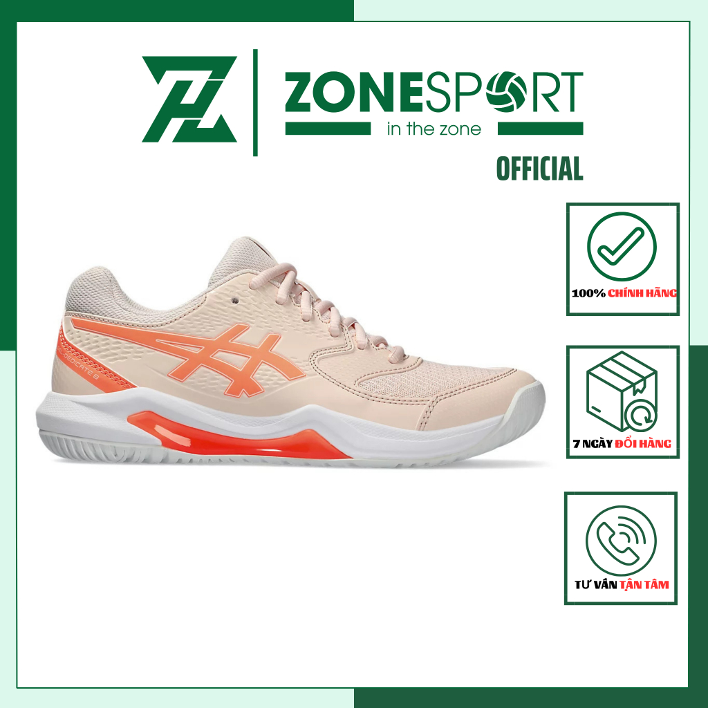 Giày Asics Gel Dedicate 8 Cam Đào - Giày Tennis, Cầu Lông, Bóng Chuyền trọng lượng nhẹ phối màu trẻ trung năng động