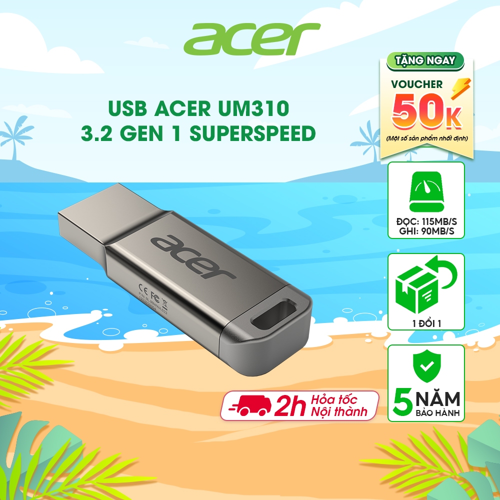 USB 3.2 Gen 1 Acer UM310 SuperSpeed dung lượng 256GB I 512GB I 1TB Bảo hành 5 năm