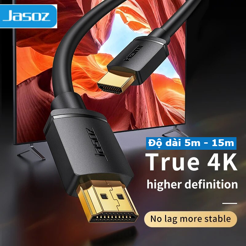 Dây HDMI 2.0 Jasoz, dài 5m 8m 10m 12m 15m, chất lượng hình ảnh sắc nét lên tới 4K 30Hz, hàng chính hãng, bảo hành 12